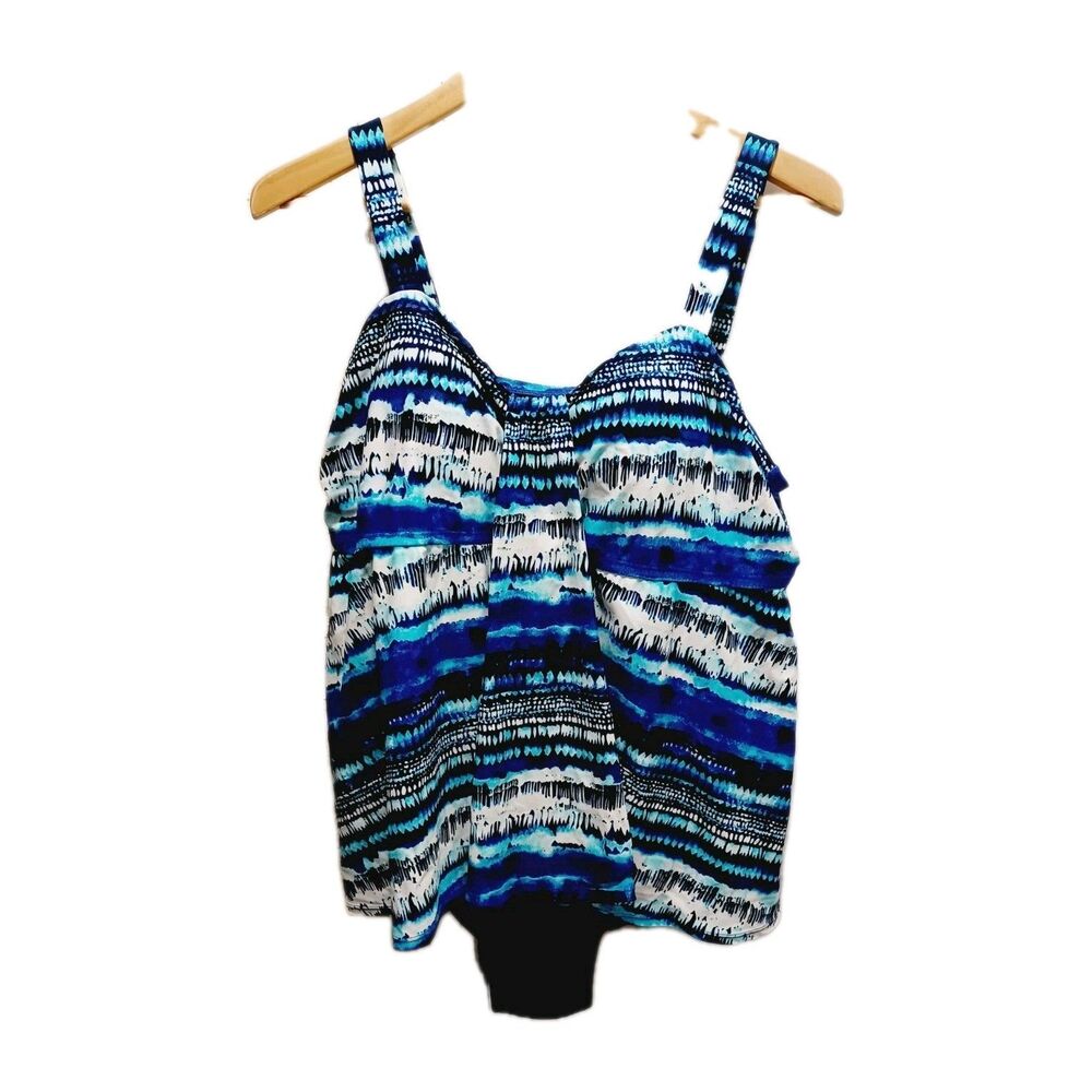 Avenue Blue Wave Print  I-pc Swimsuit Plus-size Women's 20W